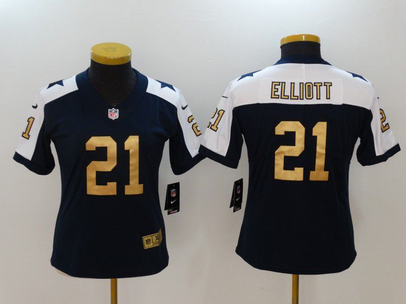 Women Dallas Cowboys #21 Elliott Blue Thanksgiving Nike Vapor Untouchable Limited NFL Jersey->cleveland browns->NFL Jersey